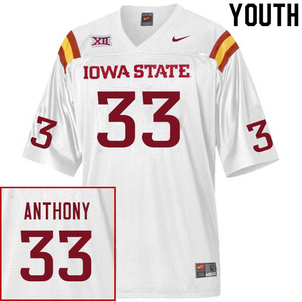 Iowa State Cyclones Youth #33 Cale Anthony Nike NCAA Authentic White College Stitched Football Jersey DF42P22RG